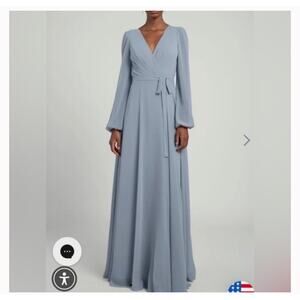 Jenny Yoo Collection idris chambray luxe chiffon maxi bridesmaid dress 12